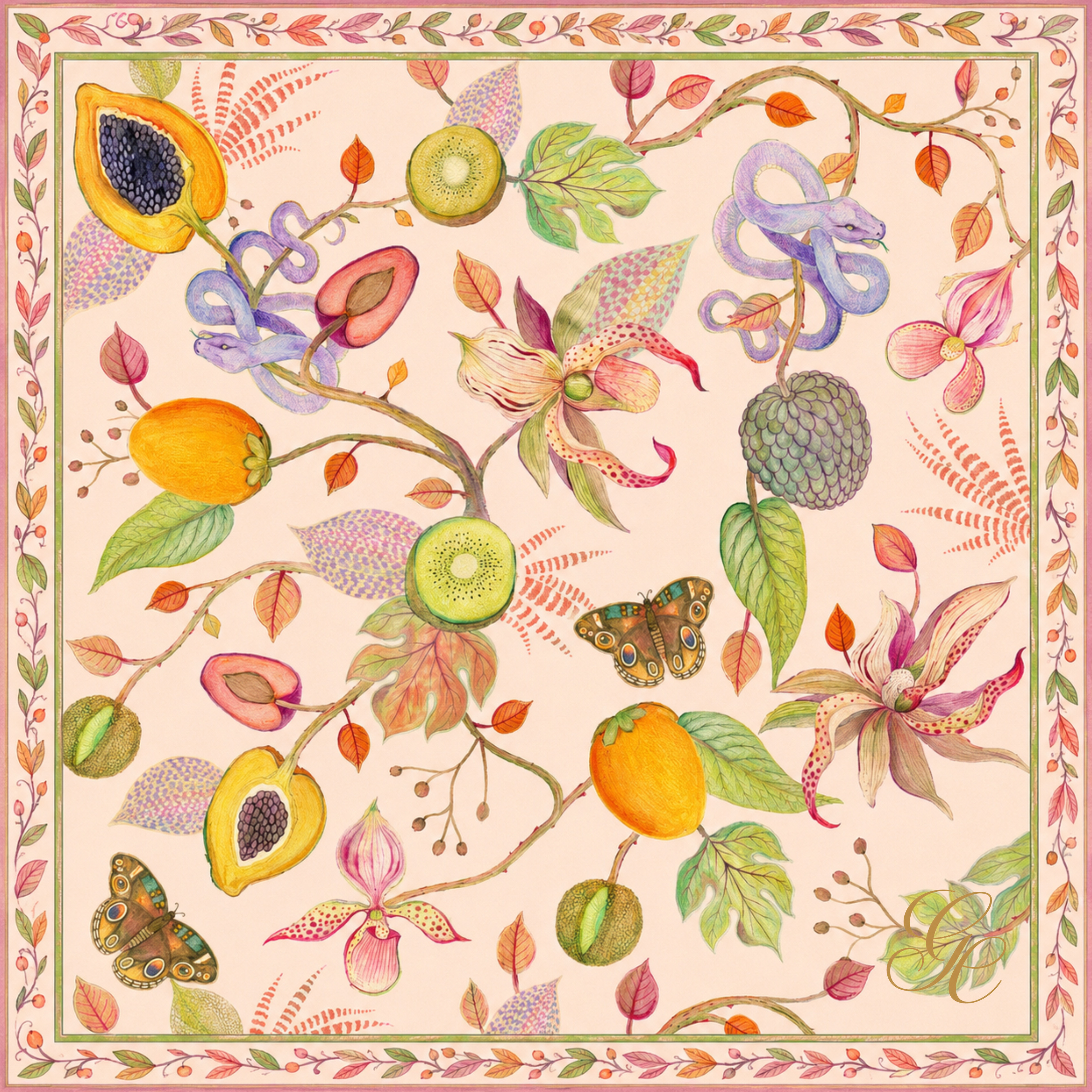Silk Twill 90 x 90 — Eden Serpent