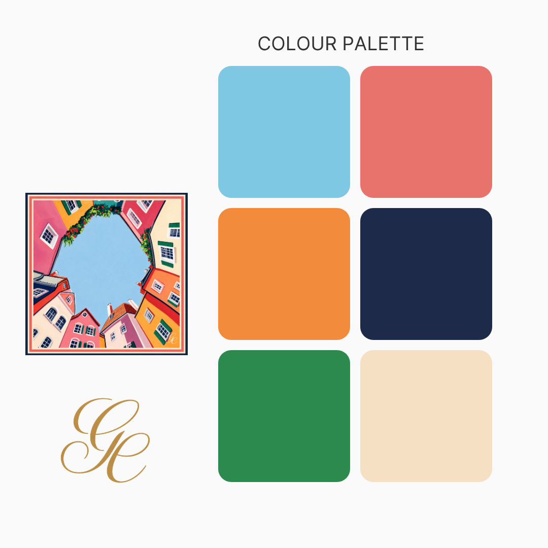 Silk Twill 90 x 90 — Courtyard Bloom