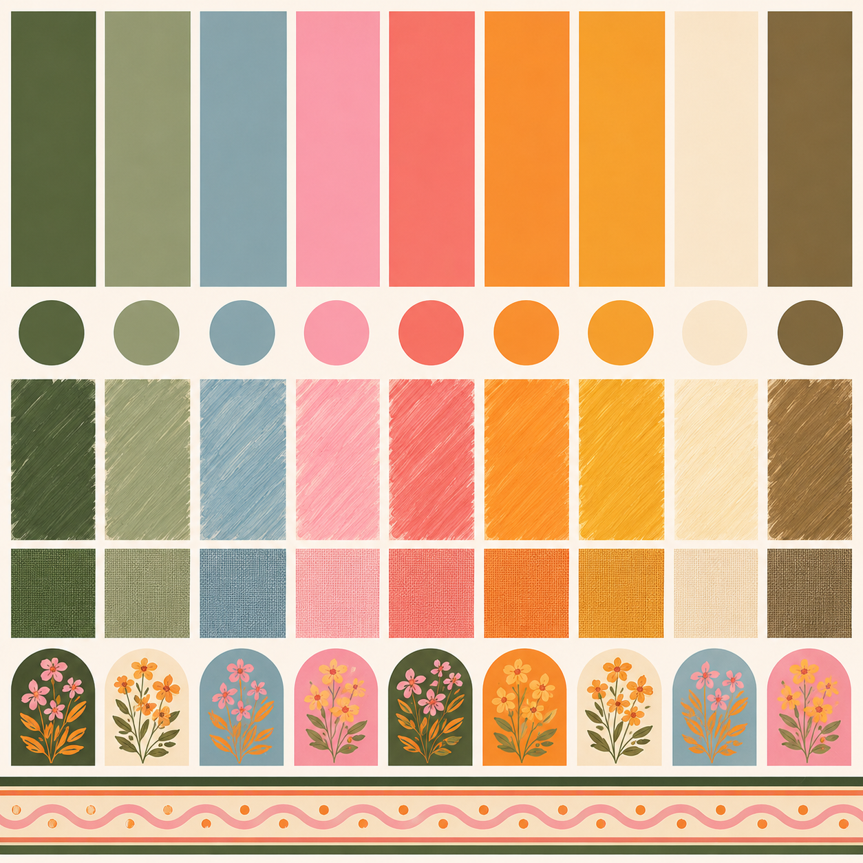 Silk Twill 90 x 90 — Scallop Garden