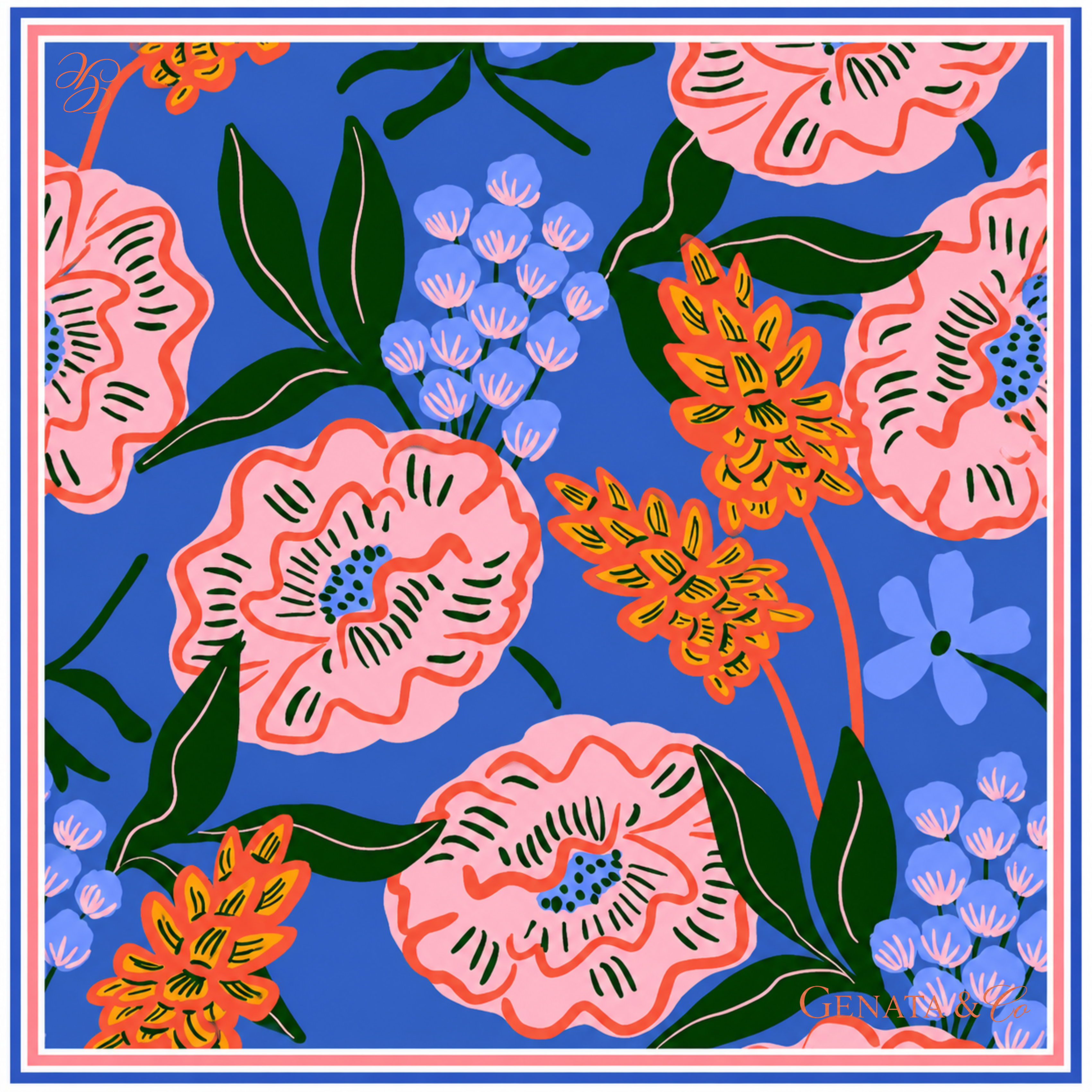 Cobalt Peony - 90x90