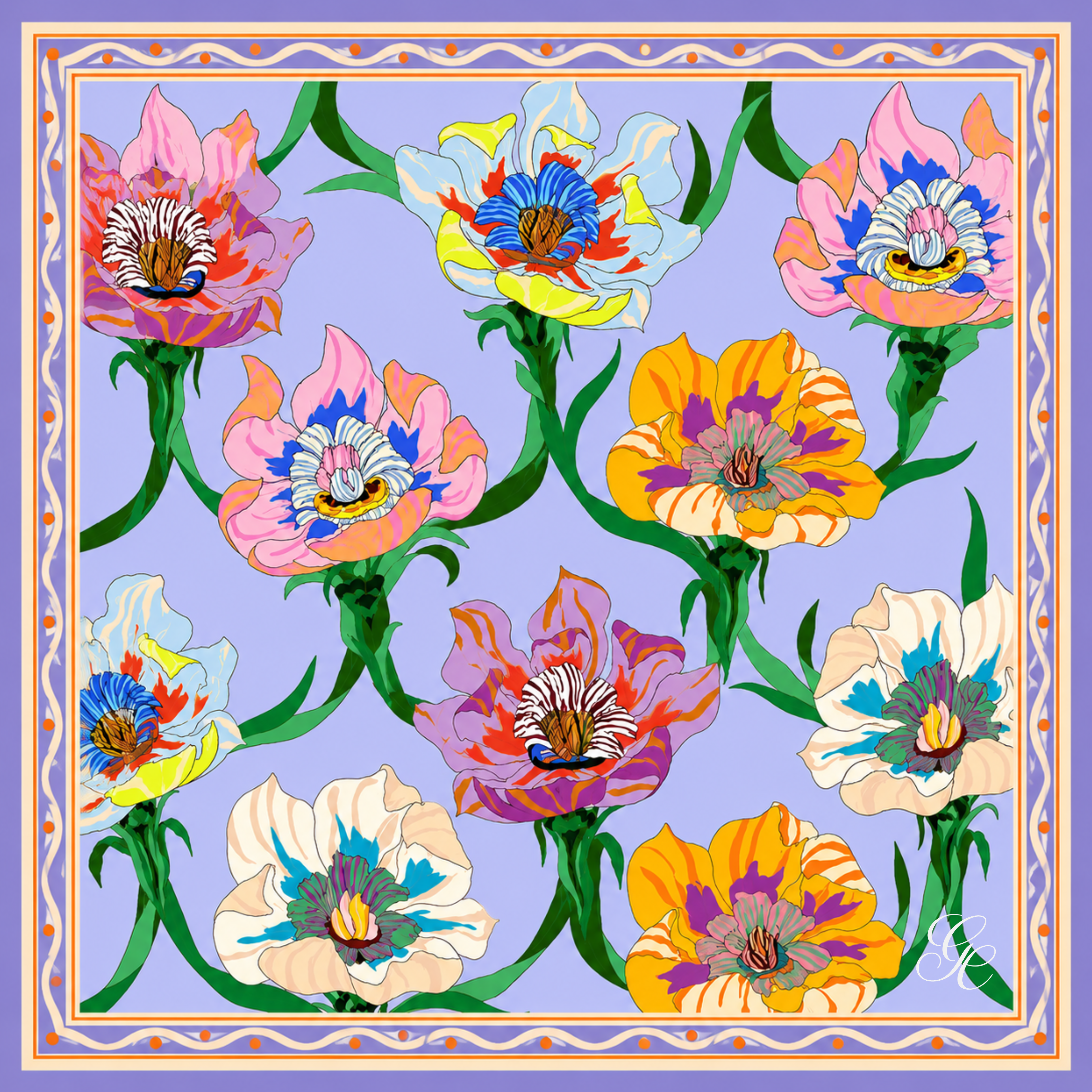 Silk Twill 90 x 90 — Peony Lattice