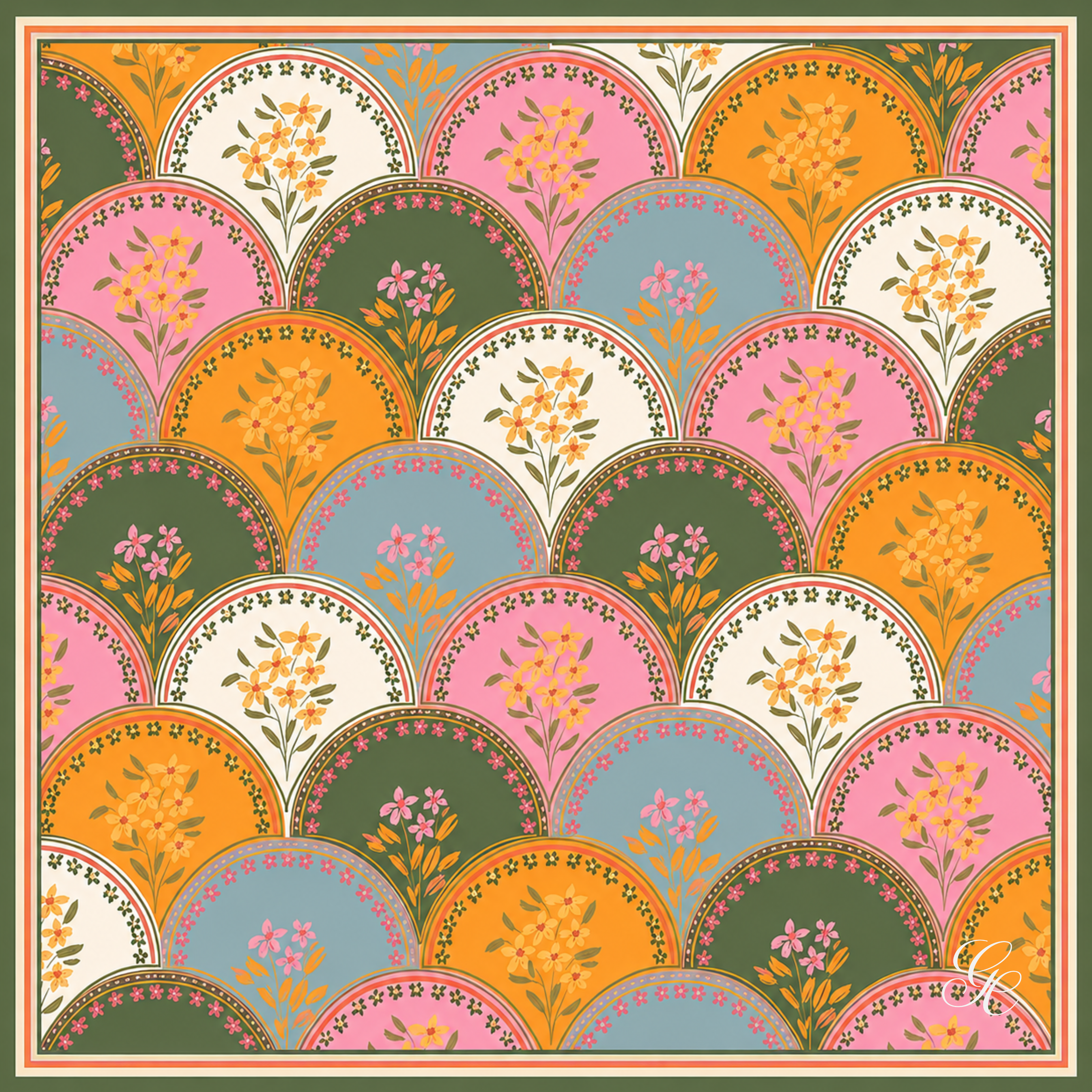 Silk Twill 90 x 90 — Scallop Garden